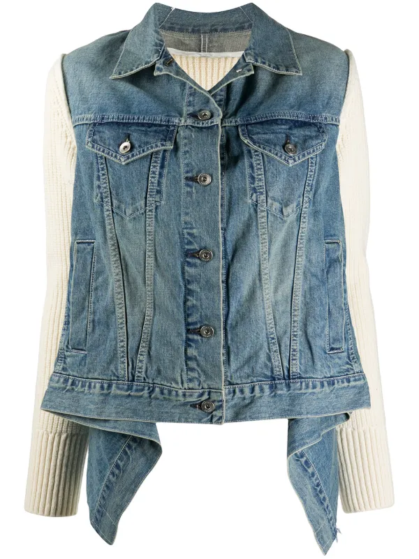 Sacai ニットパネル デニムジャケット 通販 Farfetch