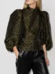 Image 2 of GANNI leopard-jacquard puff-sleeve blouse