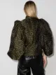 GANNI leopard-jacquard puff-sleeve blouse
