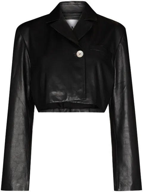 cropped leather black jacket