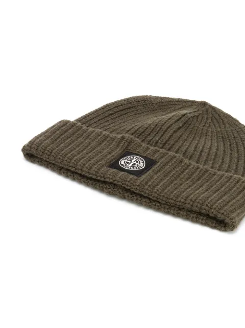 Stone Island ribbed wool beanie hat 
