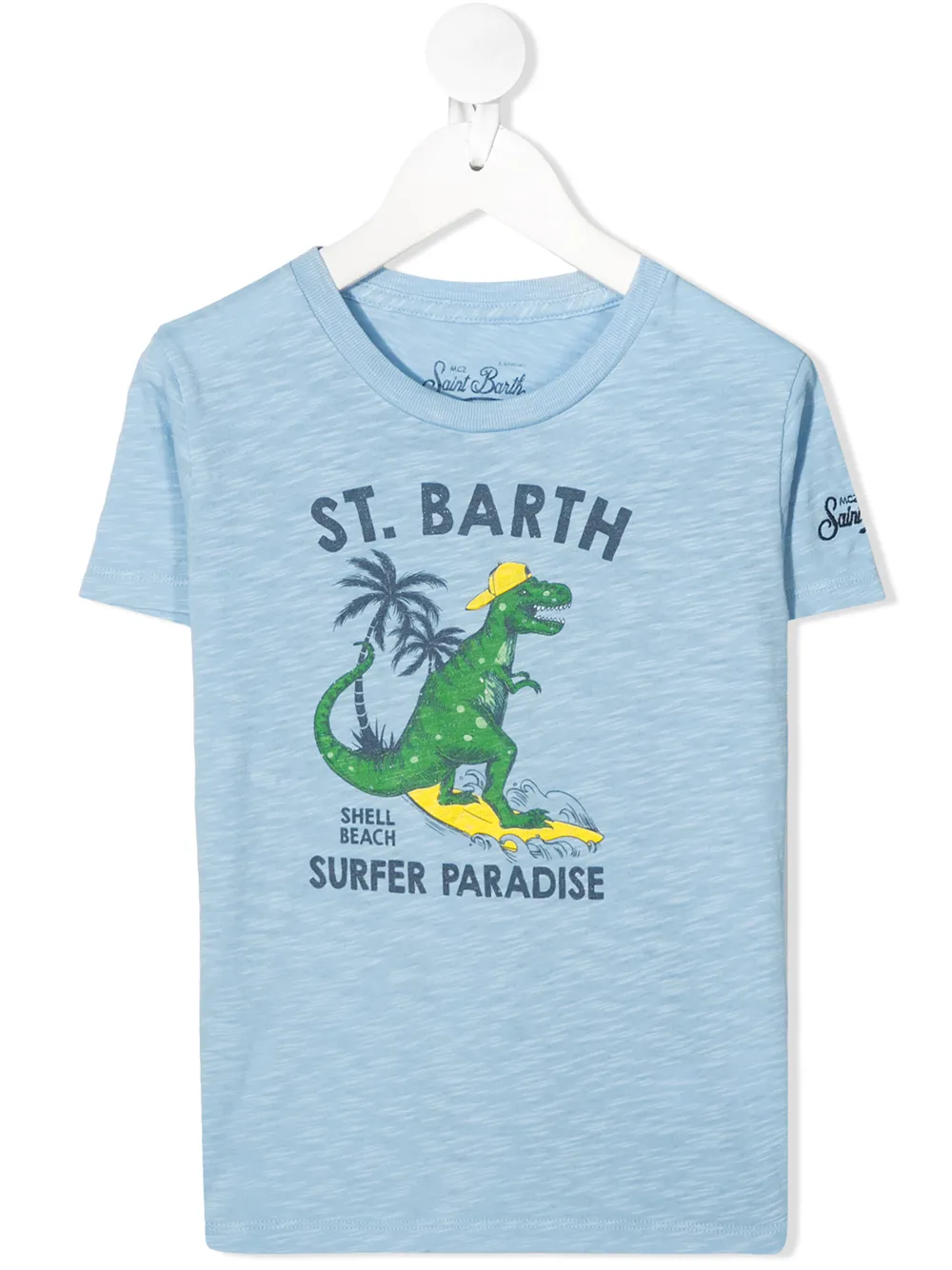 

MC2 Saint Barth playera con estampado de dinosaurio haciendo surf - Azul