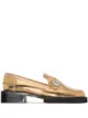Image 1 of GANNI 50mm metallic-sheen leather loafers