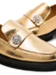 Image 2 of GANNI 50mm metallic-sheen leather loafers