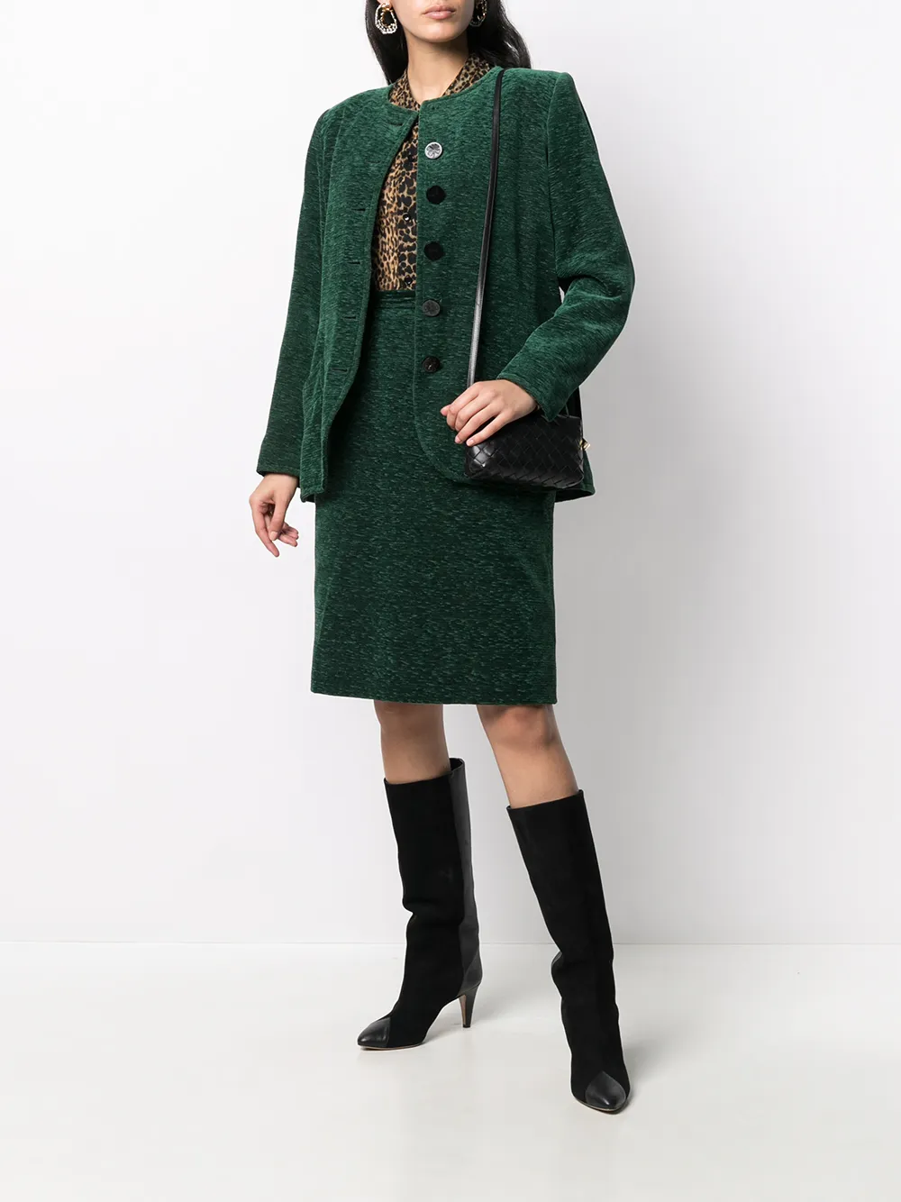 Image 2 of Yves Saint Laurent Pre-Owned mélange-effect skirt suit
