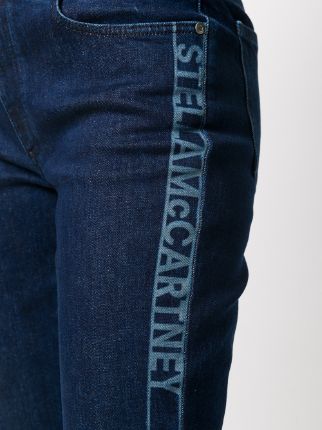 logo-stripe cropped denim jeans展示图