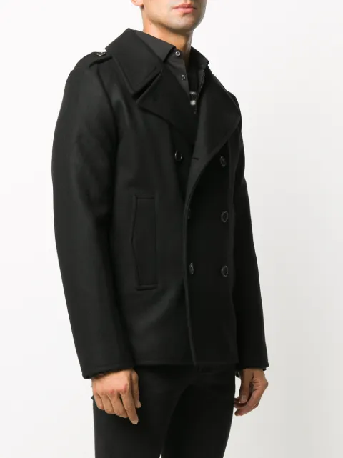 Shop Saint Laurent wool peacoat with 