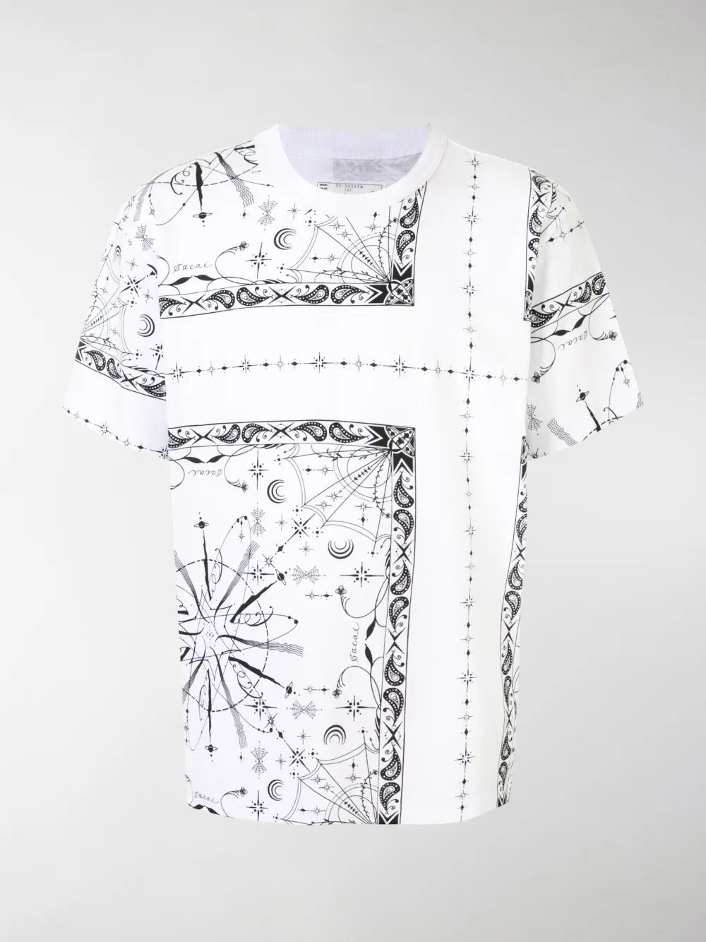 Image of Sacai mixed-print crew neck T-Shirt