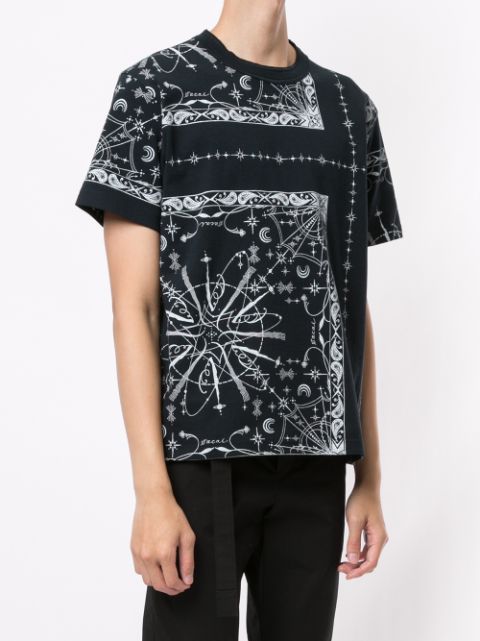Sacai mixed-print Crew Neck T-Shirt - Farfetch