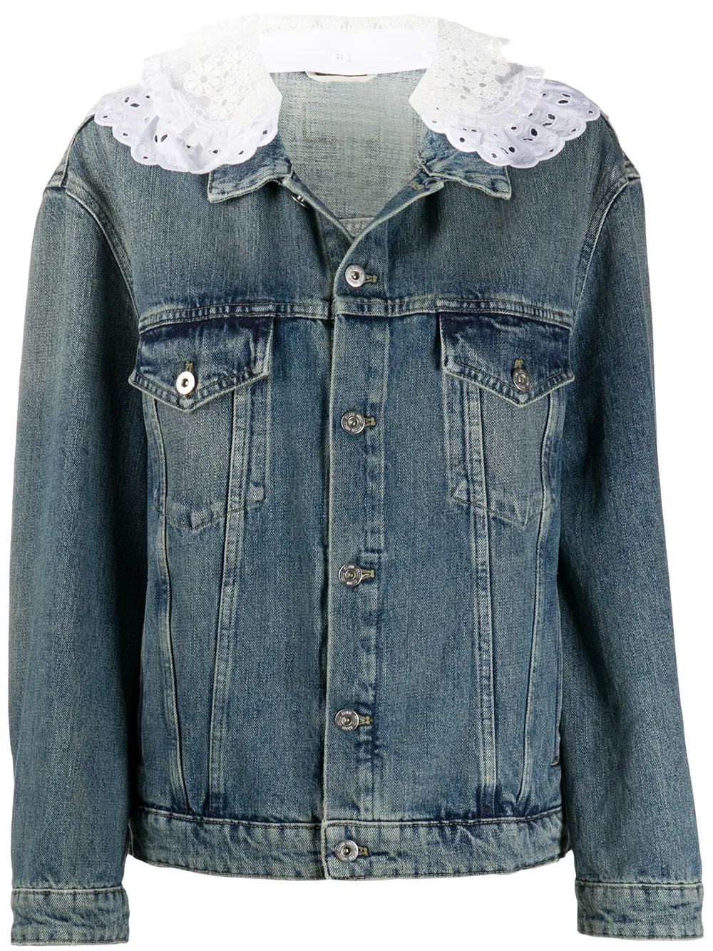 Miu Miu Jeansjacke Im Kontrast-Look EoMt8 odxEj Miu Miu Jeansjacke Im Kontrast-Look EoMt8 odxEj