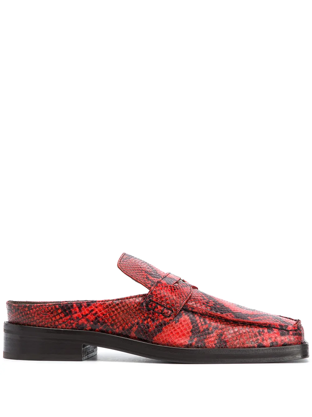 Martine Rose Square Neck Snakeskin Print Loafers - Farfetch