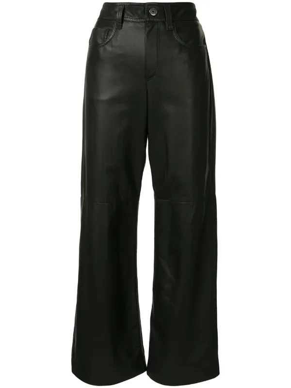 faux leather wide leg trousers
