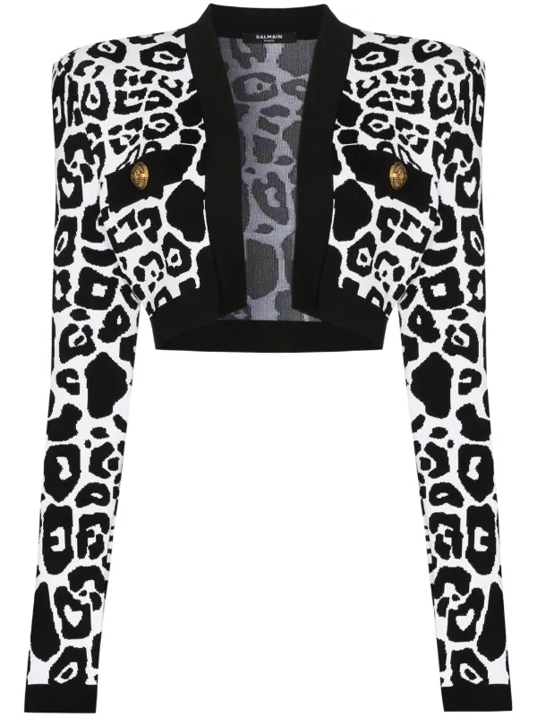 leopard print cropped cardigan