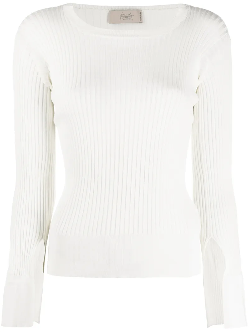 Click to view more detailed imagery on our partner's website Maison Flaneur Long-sleeved Ribbed Knit Jumper In White
