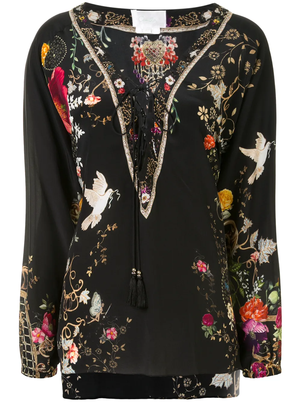 Click to view more detailed imagery on our partner's website Camilla Lace-up Silk Blouse In Black