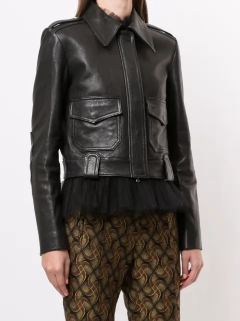 Shop KHAITE Cordelia leather jacket 