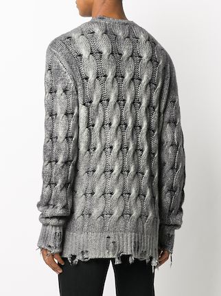 distressed cable knit jumper展示图