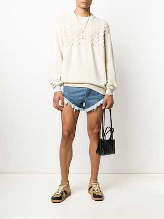 frayed edge denim shorts展示图