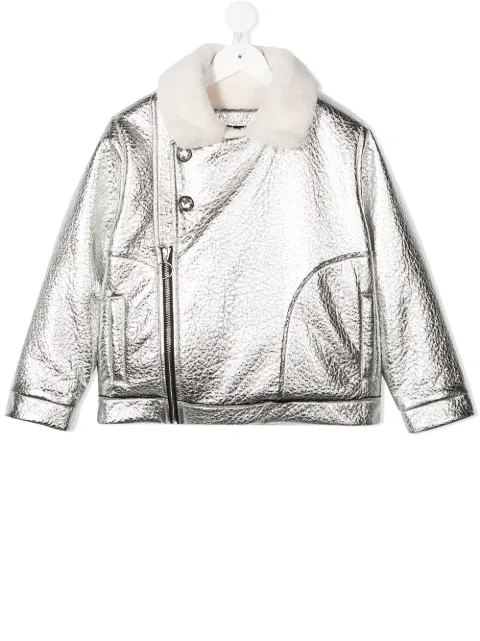 Andorine metallic biker jacket