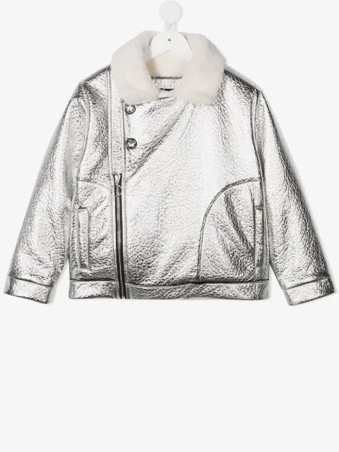 Andorine metallic biker jacket