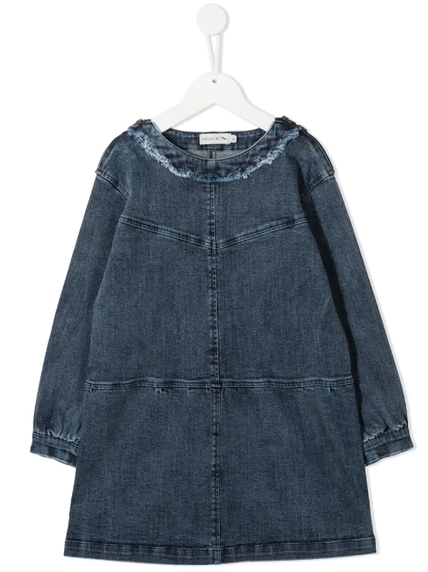 frayed edge denim dress Western Chic
