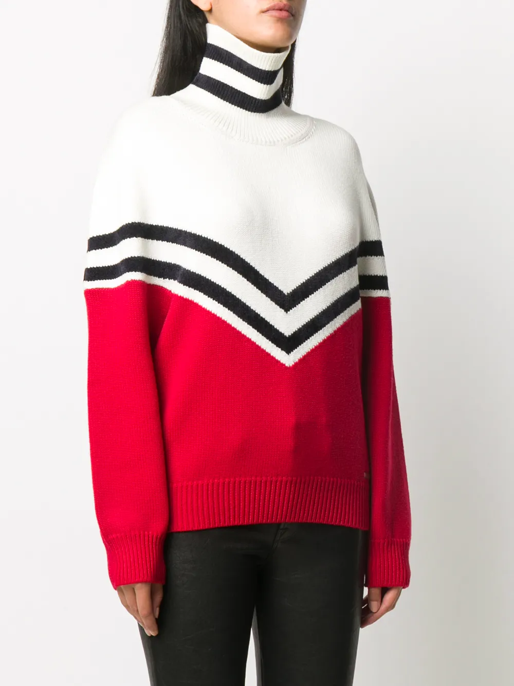Dsquared2 Colour Block Roll Neck Jumper In Red