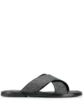 Ferragamo Gancini leather pool slides - Grey