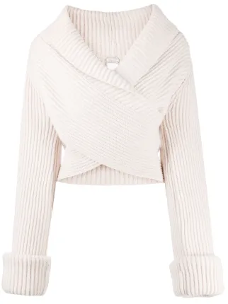 Shop Nina Ricci ribbed knit wrap jumper 