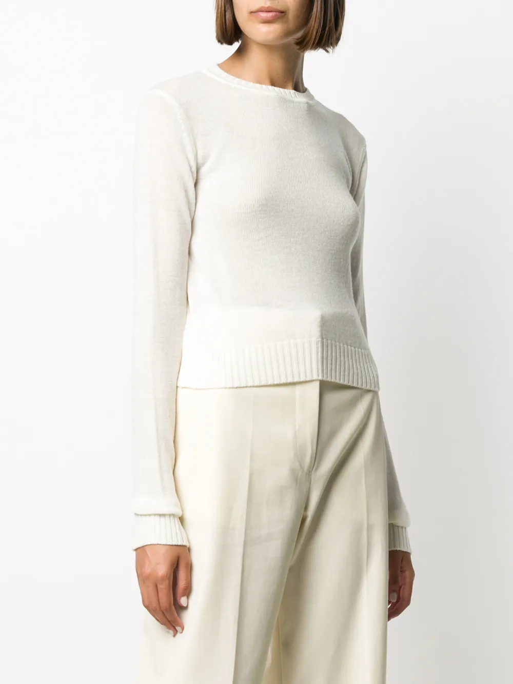 Shop Jil Sander Cropped Wool Knit Jumper In White