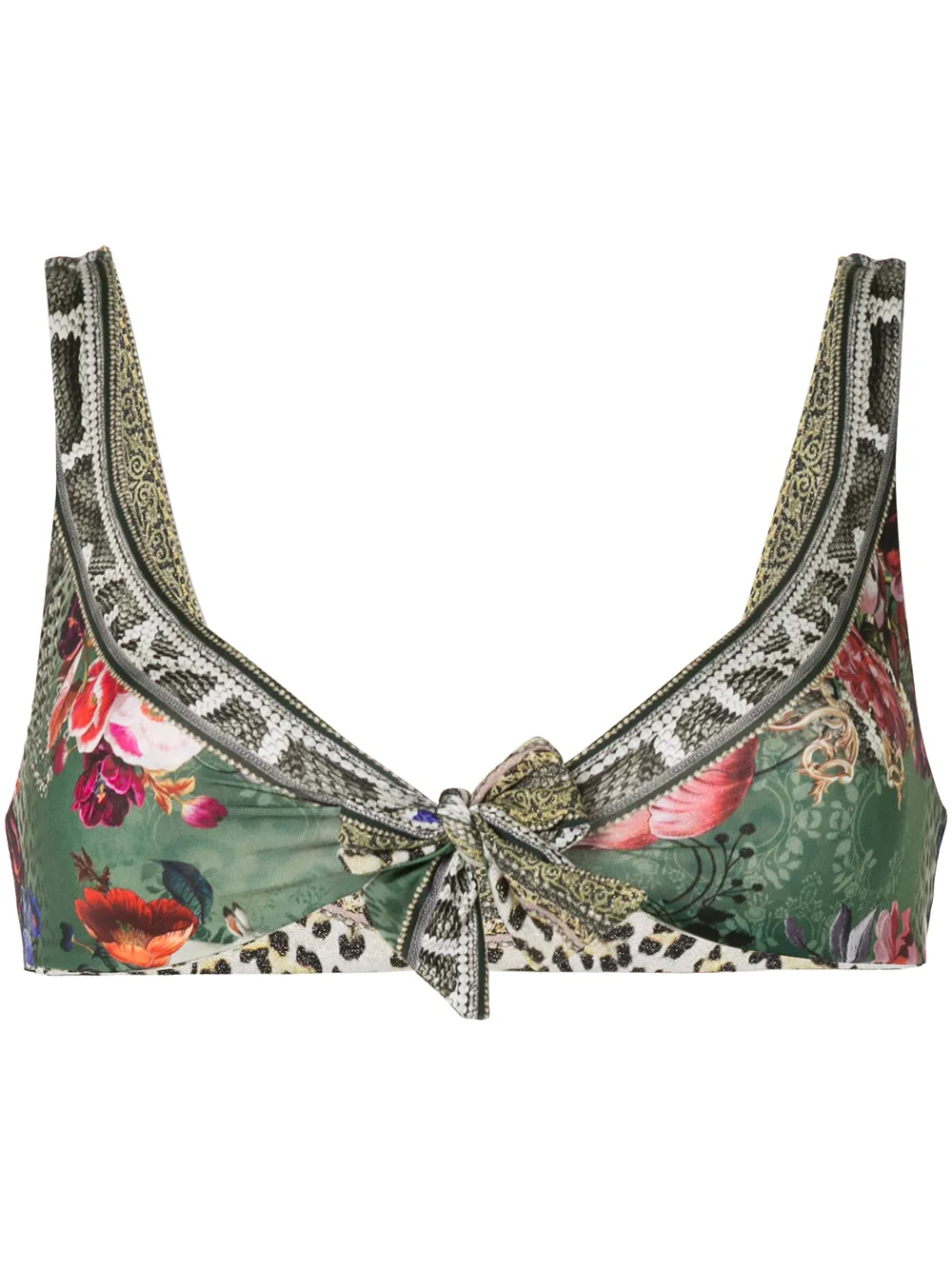 

Camilla mixed-print bikini top - Green