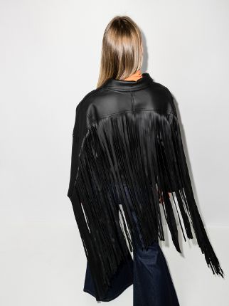 leather fringe denim jacket展示图