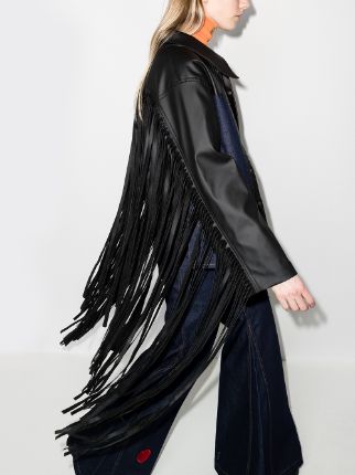 leather fringe denim jacket展示图