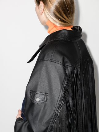 leather fringe denim jacket展示图