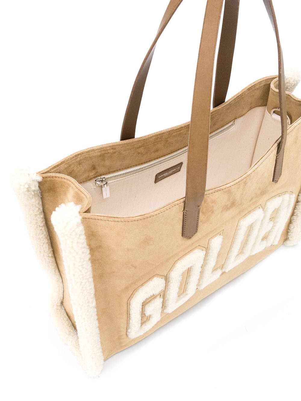 textured fleece logo tote bag