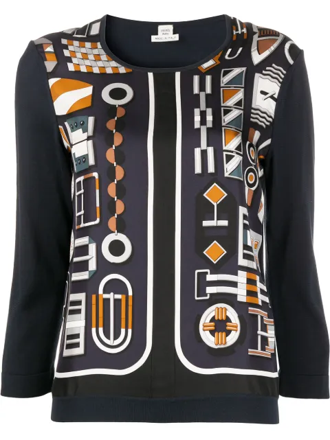 Hermès Pre-Owned top tejido con estampado geométrico de archivo pre-owned