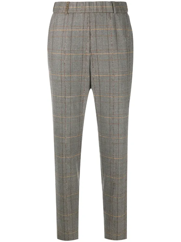 grey check tapered trousers