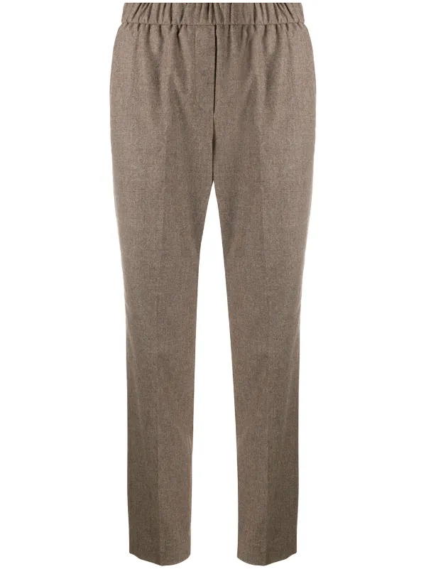 high waisted elastic trousers