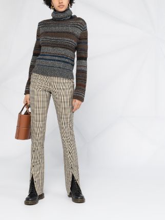 turtle neck striped knit sweater展示图