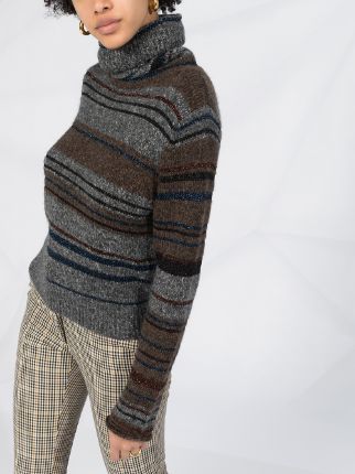 turtle neck striped knit sweater展示图