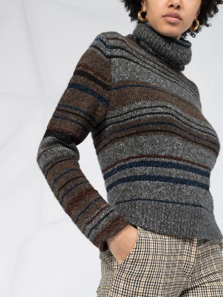 turtle neck striped knit sweater展示图