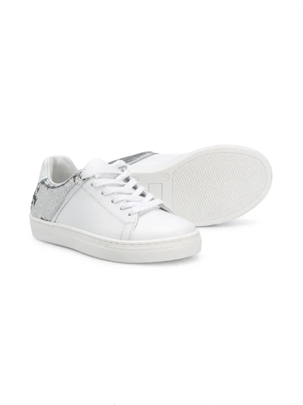 white sequin trainers