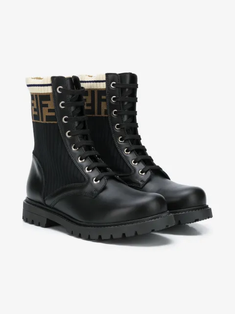Fendi Kids FF motif leather boots