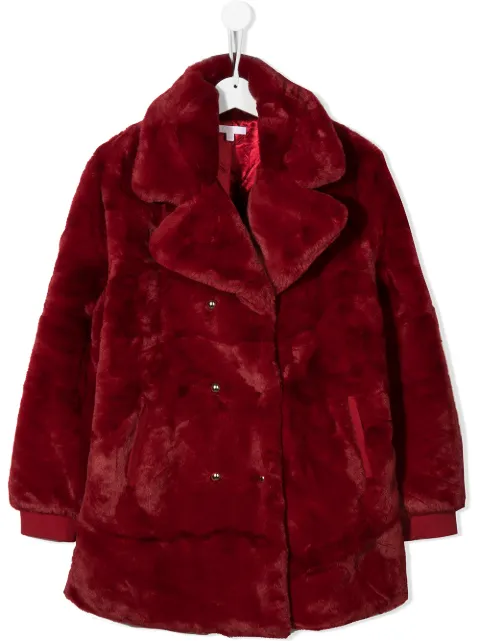 Chloé Kids معطف فرو صناعي