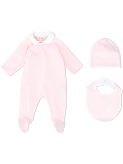Fendi Kids set de pijama con babero y gorro