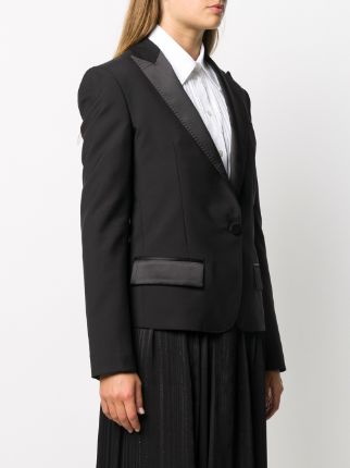 single-breasted satin lapel blazer展示图