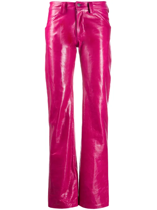 pink leather trousers