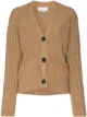 Image 1 of Victoria Beckham logo-embroidered ribbed-knit cardigan