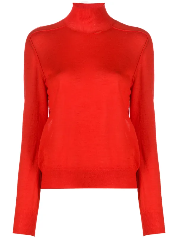 red cashmere roll neck