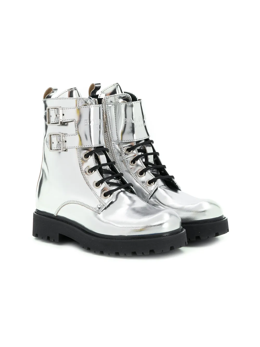 Balmain Kids ботинки с эффектом металлик