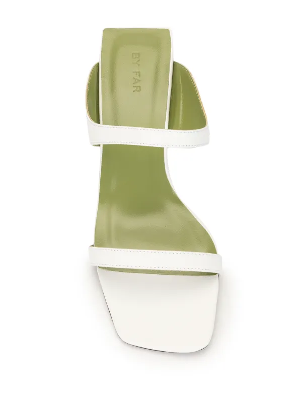 double strap block heel mules